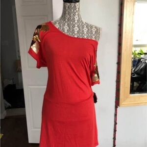 NWT Vintage Y2K XL Baby Phat Off Shoulder/Wide Neck Sequin Shoulder Shirt Dress